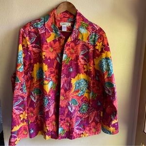 Coldwater Creek Tropical Floral Print Heavyweight Canvas Jacket. Size 1X
